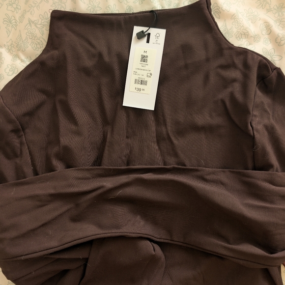 NWT - Dynamite Mock Neck Long Sleeve Top - Chocolate Brown - Picture 4 of 4